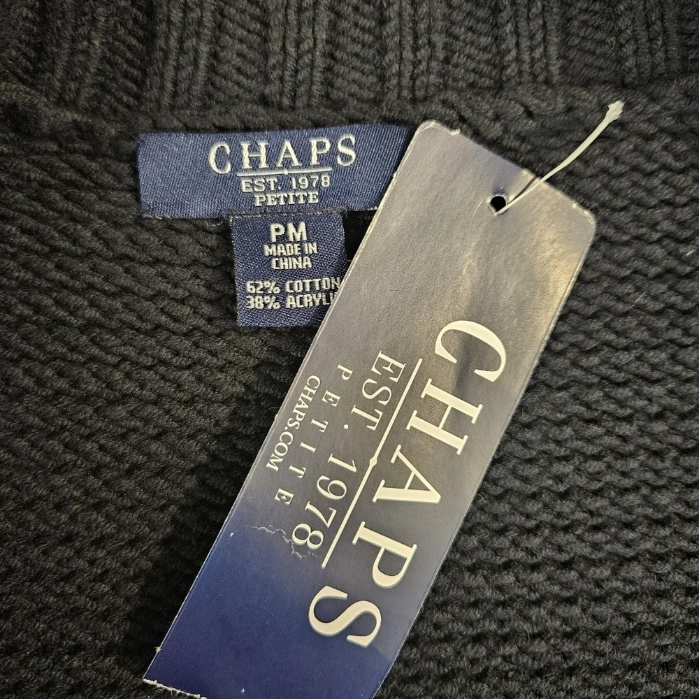 NWT Chaps Navy Blue Chunky Knit Cardigan Sweater